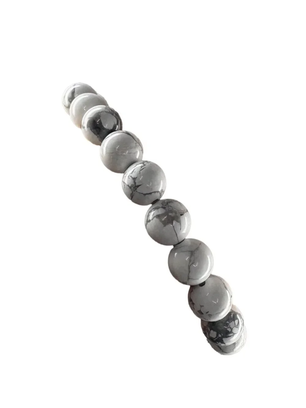8mm Natural White Howlite Bead Bracelet Genuine Gemstone Custom Size Marble Gift